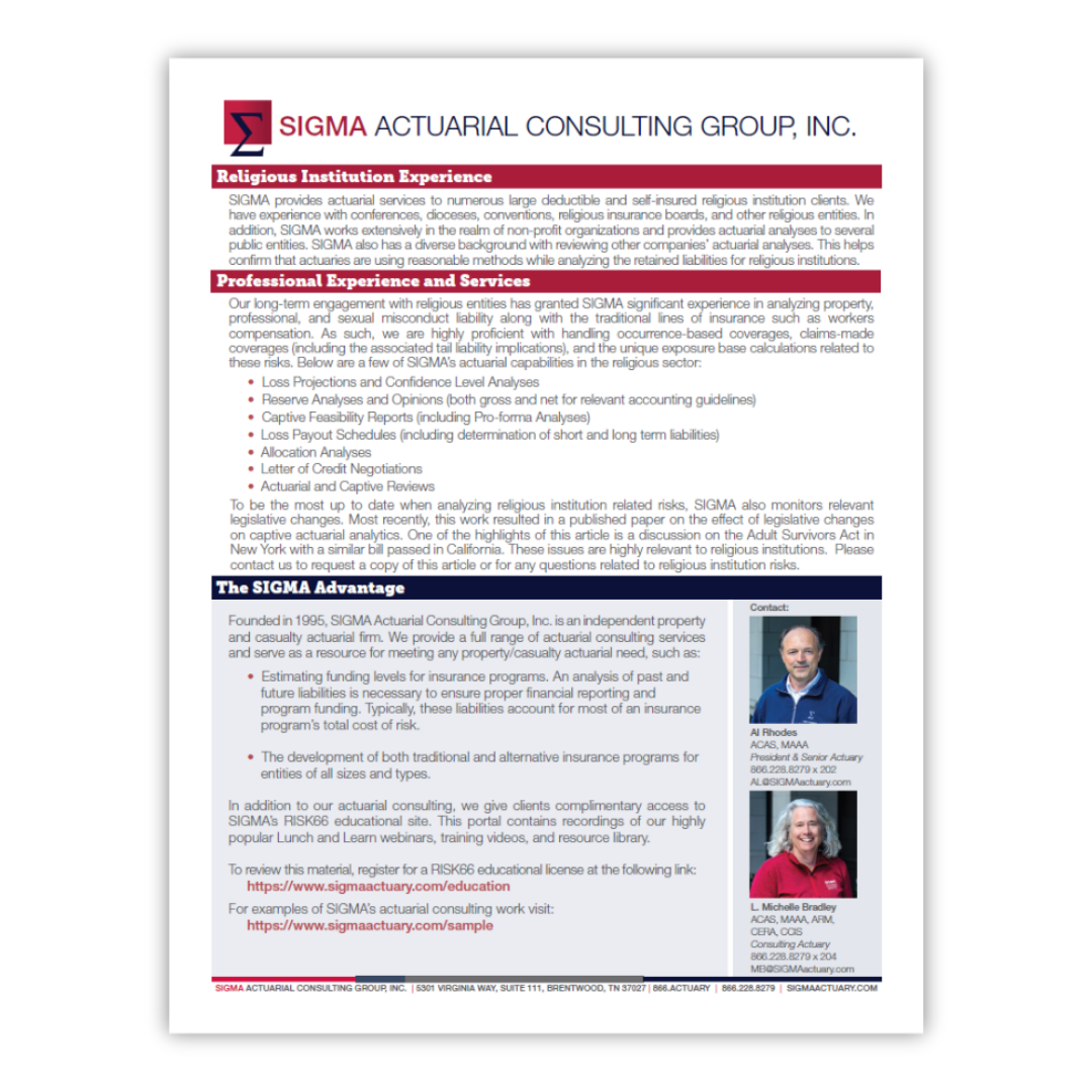 Actuarial Solutions for Managing Risk in Religious Institutions - SIGMA ...